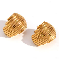 18K vintage geometric chunky stainless steel studs earrings