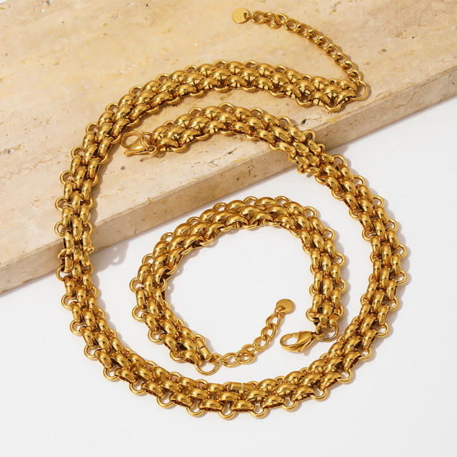 Personality braid pattern chunky stainless steel chain bracelet