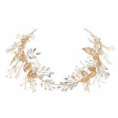 Gold color leaf design wedding headband