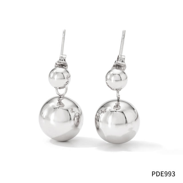 Classic chunky ball stainless steel earrings