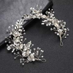 Gold color leaf design wedding headband