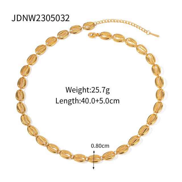 18K holiday beach trend shell stainless steel choker necklace