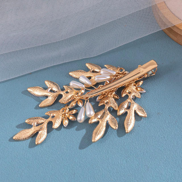Korean fashion gold color leaf wedding hair clips