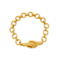 Hiphop 18K cable chain shake hands stainless steel necklace bracelet