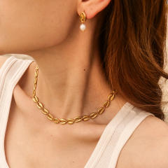 18K holiday beach trend shell stainless steel choker necklace