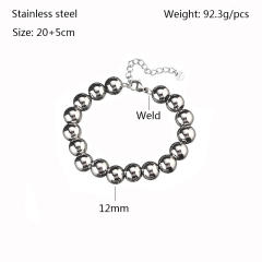 Chunky ball bead stainless steel bracelet for men