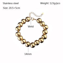 Chunky ball bead stainless steel bracelet for men