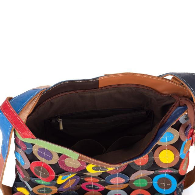 Casucal colorful pattern Genuine Leather tote bag