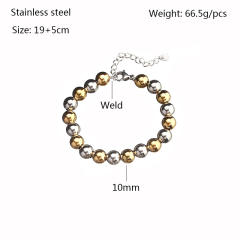 Chunky ball bead stainless steel bracelet for men