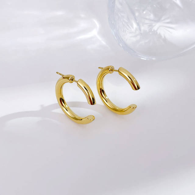Personality simple hoop stainless steel earrings
