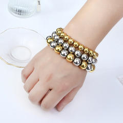 Chunky ball bead stainless steel bracelet for men