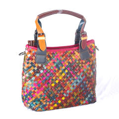 Hot sale national trend colorful braid women tote bag handbag