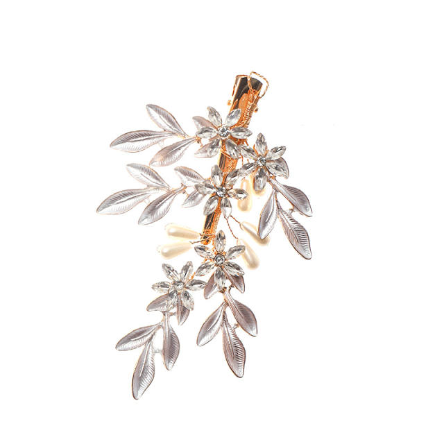 Korean fashion gold color leaf wedding hair clips