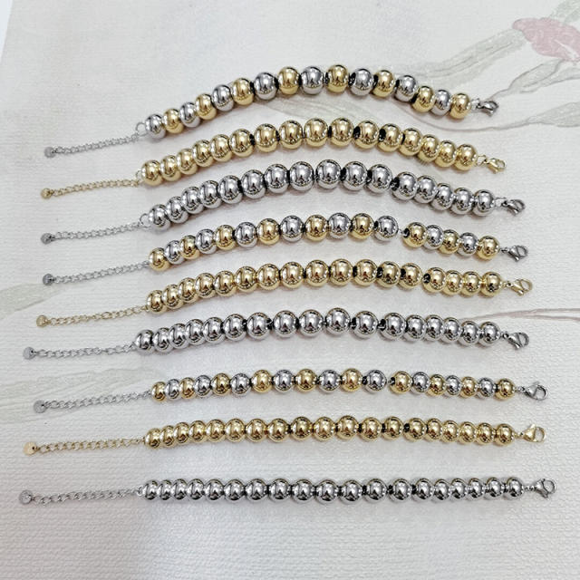 Chunky ball bead stainless steel bracelet for men