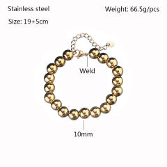 Chunky ball bead stainless steel bracelet for men