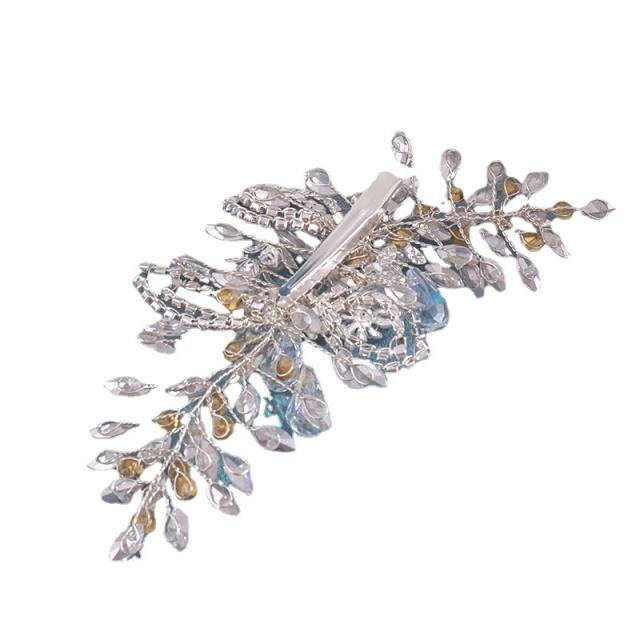 Delicate rhinestone handmade wedding bridal hair clips