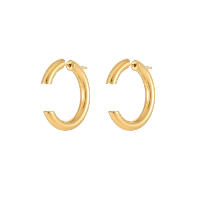 Personality simple hoop stainless steel earrings