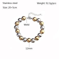 Chunky ball bead stainless steel bracelet for men