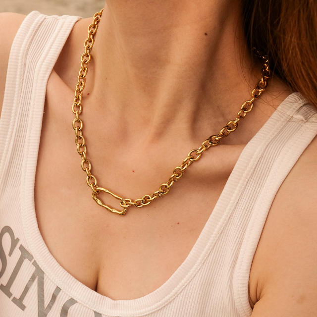 18K punk trend stainless steel chain necklace