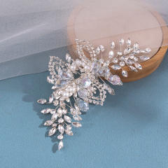 Delicate rhinestone handmade wedding bridal hair clips