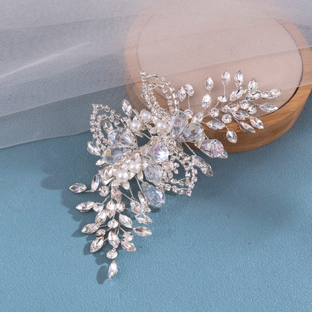 Delicate rhinestone handmade wedding bridal hair clips