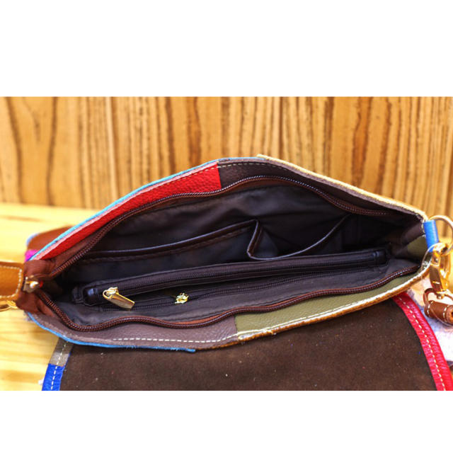 National trend color matching Genuine Leather women crossbody bag shoulder bag