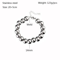 Chunky ball bead stainless steel bracelet for men