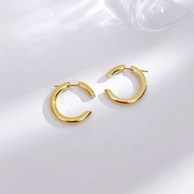 Personality simple hoop stainless steel earrings