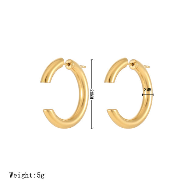 Personality simple hoop stainless steel earrings