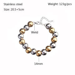 Chunky ball bead stainless steel bracelet for men