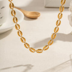 18K holiday beach trend shell stainless steel choker necklace