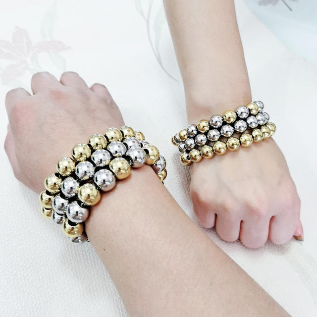 Chunky ball bead stainless steel bracelet for men