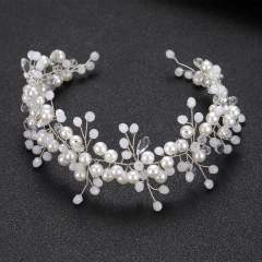 Pearl bead crystal bead soft hair vines