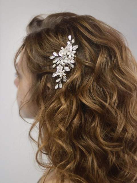 Elegant silver color horse eye rhinestone pearl wedding hairpins