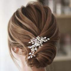 Elegant silver color horse eye rhinestone pearl wedding hairpins