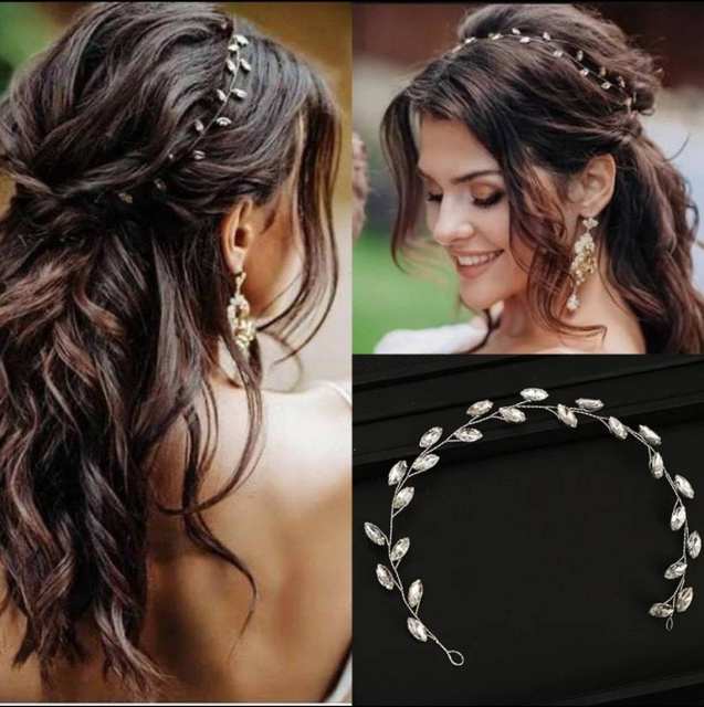 Simple horse eye shape rhinestone wedding hair vines