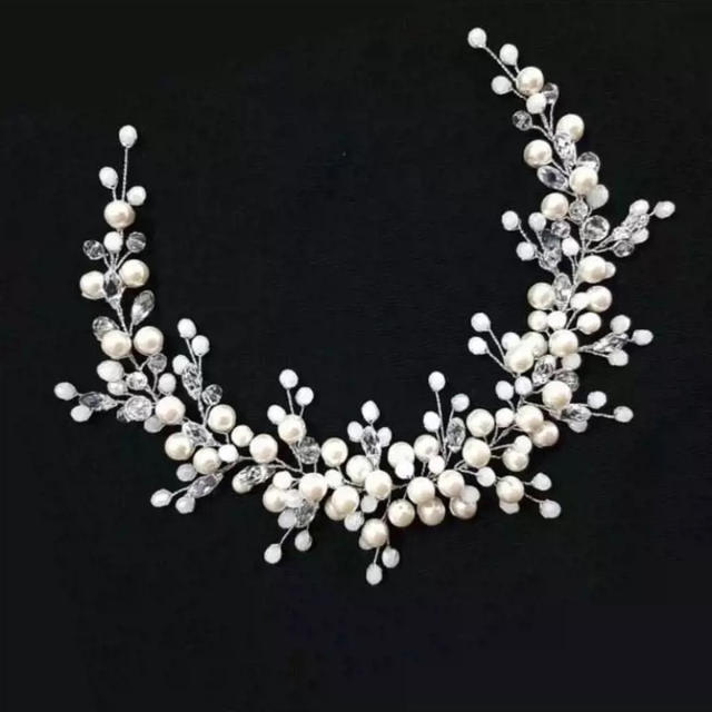 Pearl bead crystal bead soft hair vines