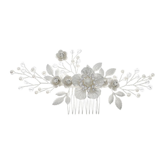 Elegant silver color handmade metal flower wedding hair combs