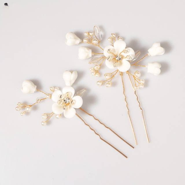 Korean fashion handmade ceramics flower wedding hair combs hairpins