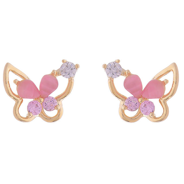 Tiny korean fashion opal stone butterfly studs earrings
