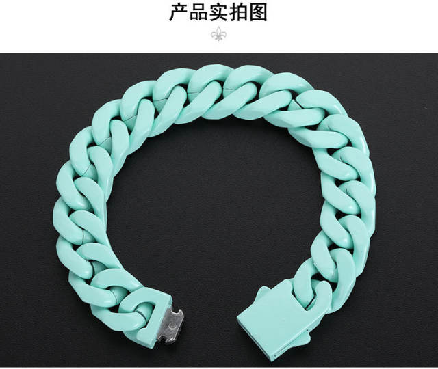 HIPHOP candy color cuban chain stainless steel bracelet for men