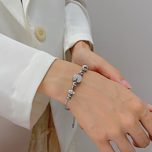 Delicate diamond bee animal theme stainless steel bracelet