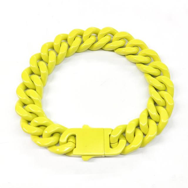 HIPHOP candy color cuban chain stainless steel bracelet for men