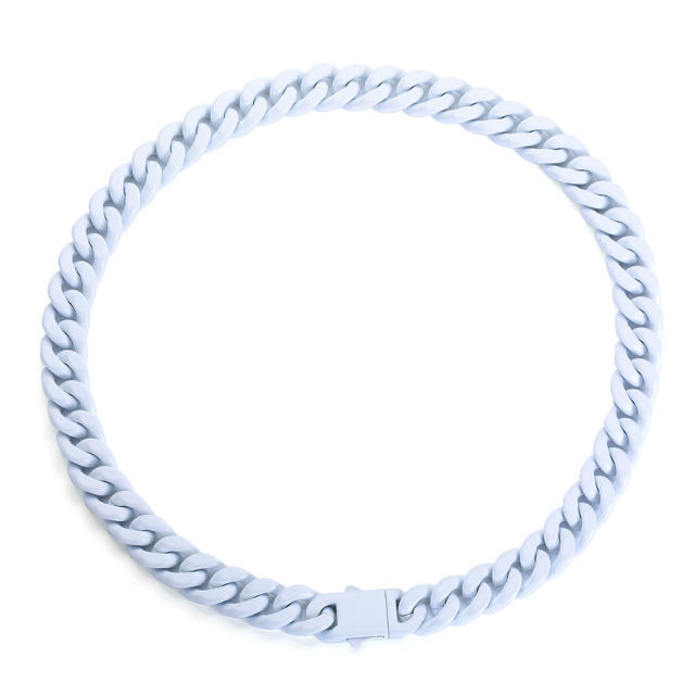 HIPHOP candy color stainless steel cuban chain necklace for men 20inch
