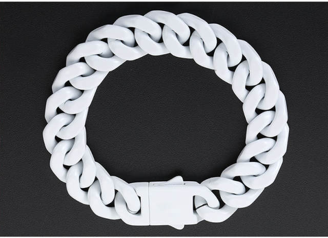 HIPHOP candy color cuban chain stainless steel bracelet for men