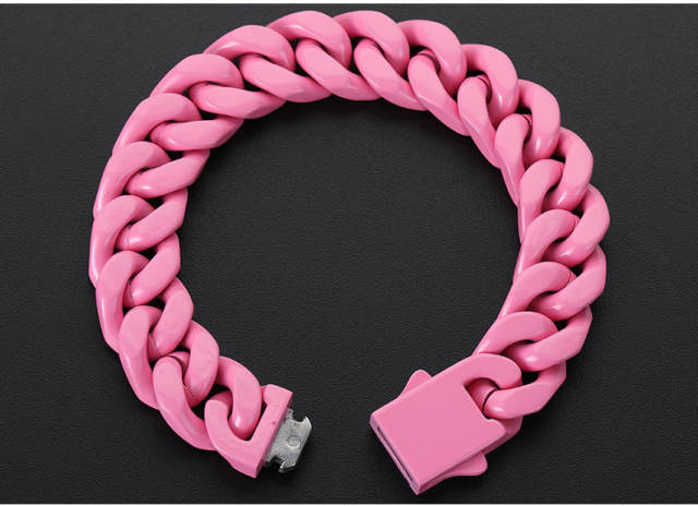 HIPHOP candy color cuban chain stainless steel bracelet for men
