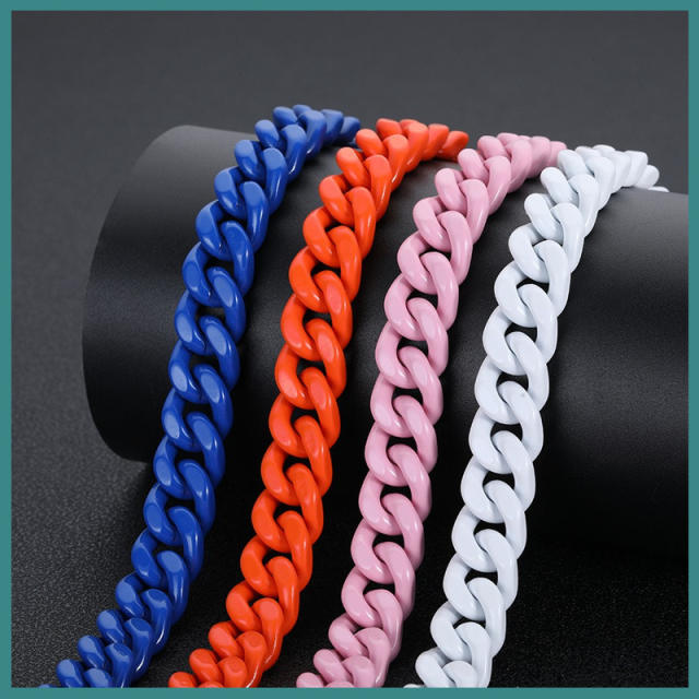 HIPHOP candy color stainless steel cuban chain necklace for men 20inch