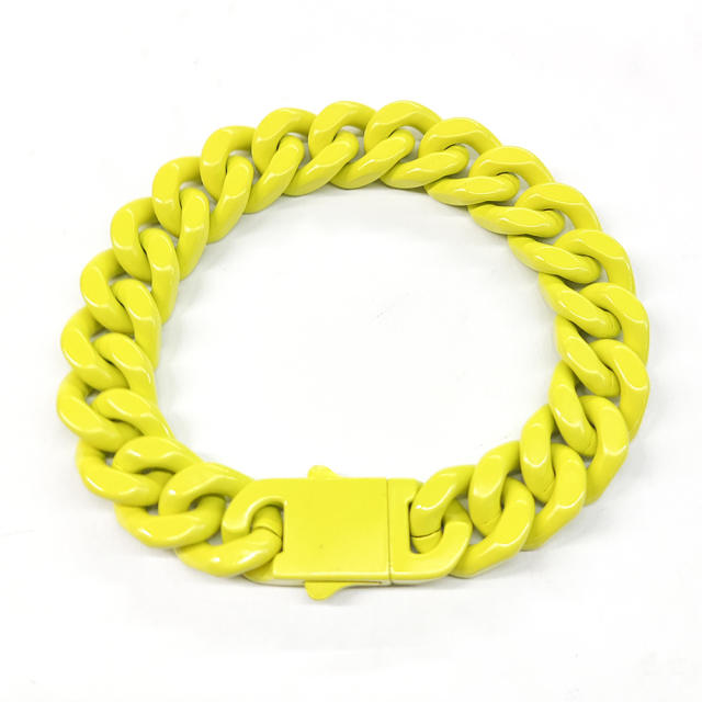 HIPHOP candy color cuban chain stainless steel bracelet for men
