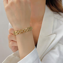Punk chunky stainless steel chain bracelet