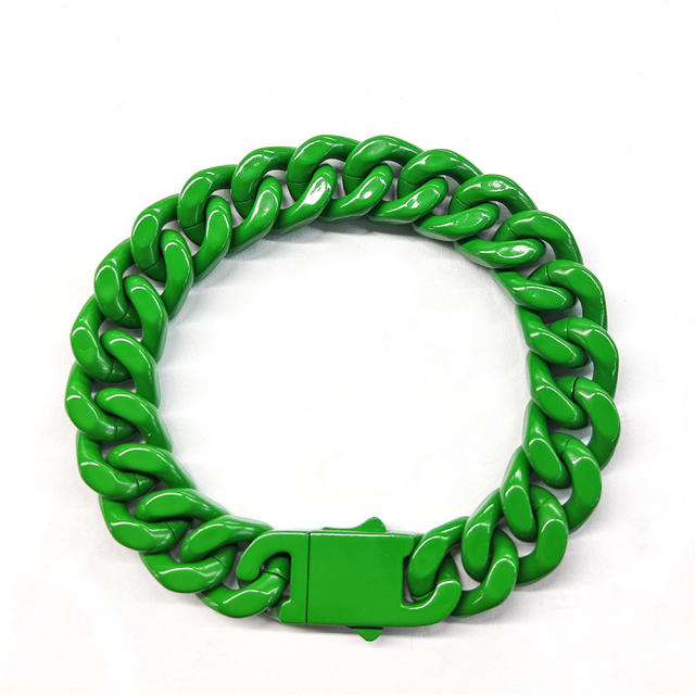 HIPHOP candy color cuban chain stainless steel bracelet for men
